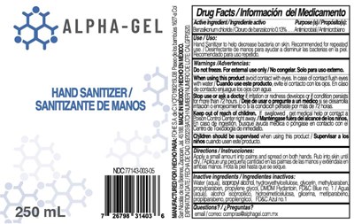 Alpha 250 (Etiqueta Alpha Gel 250ml Fda)